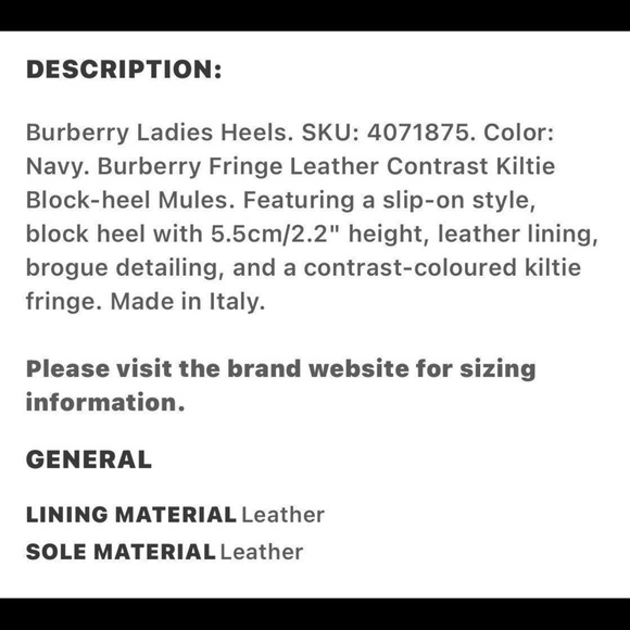 Burberry Beckshill Navy/Red Contrast Kiltie  Mules - Picture 6 of 7